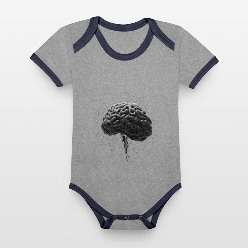 Brain Neural AI Deep Learning Computer Algorithm Organic Baby Contrasting Bodysuit