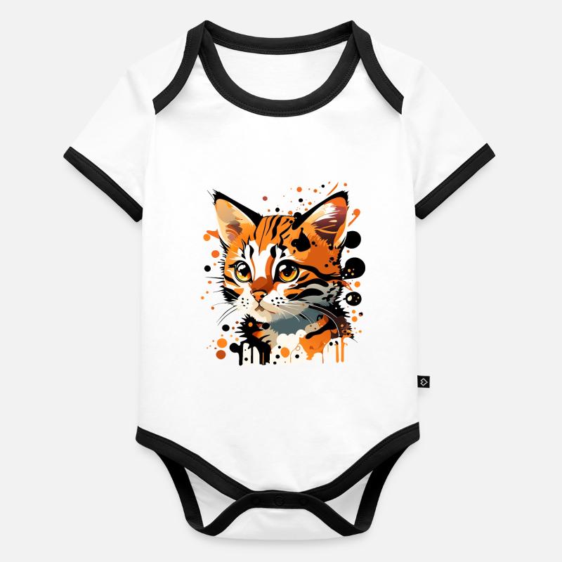 Chaton tigré Body Bébé bio contrasté manches courtes