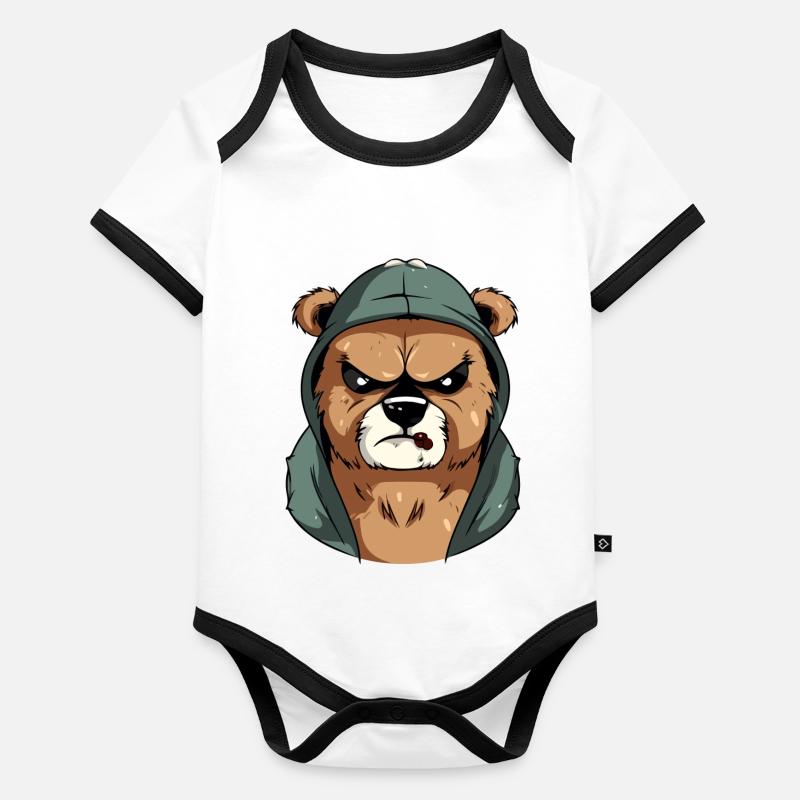 Zou the Angry Bear Organic Baby Contrasting Bodysuit