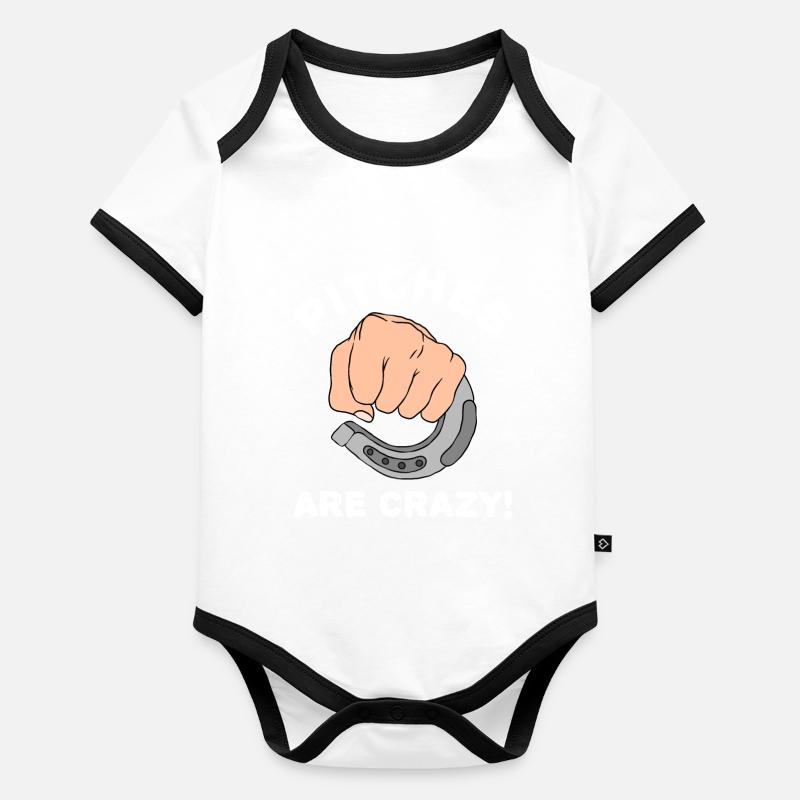 Pitches Are Crazy Horseshoe Pitching Baby Bio-Kurzarm-Kontrastbody