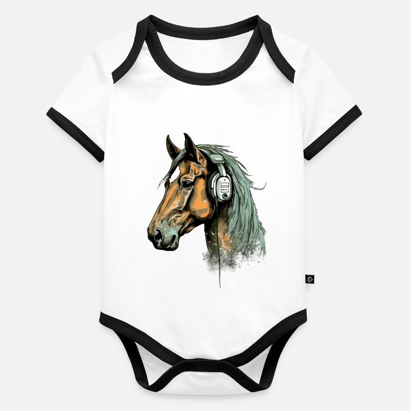 Ecko le cheval audiophile Body Bébé bio contrasté manches courtes
