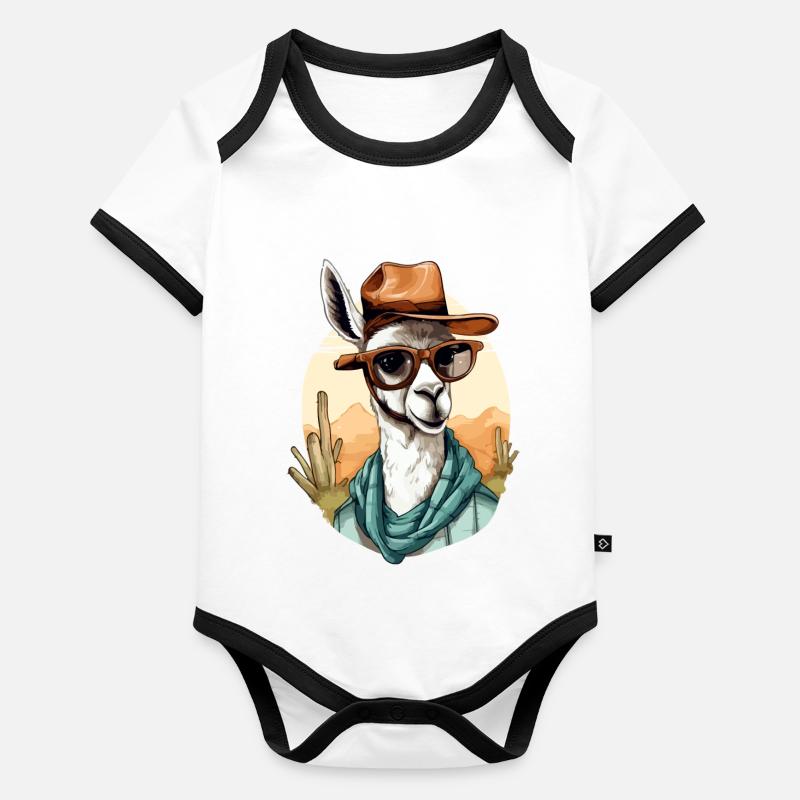 Goki le lama Body Bébé bio contrasté manches courtes