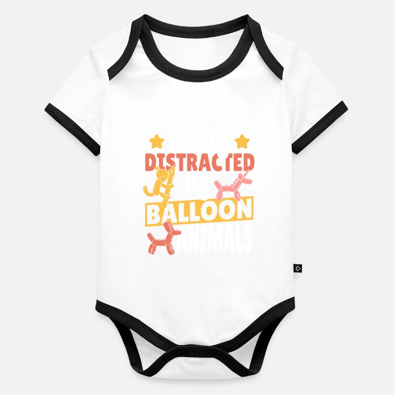 Easily Distracted By Balloon Animals Balloon Organic Baby Contrasting Bodysuit