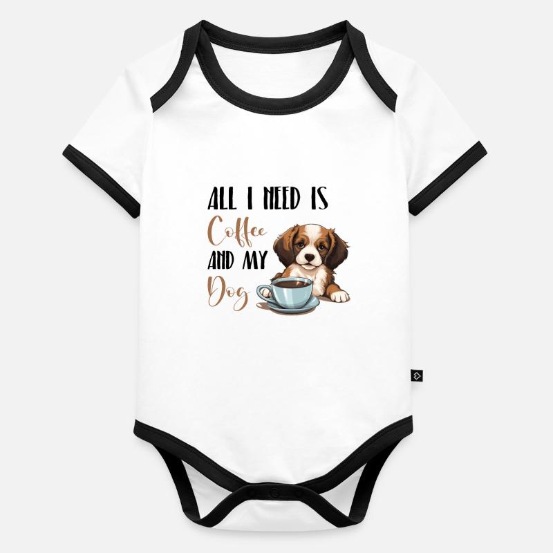 World Coffee Day with Dog Organic Baby Contrasting Bodysuit