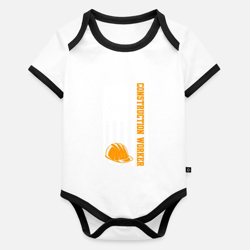 Flag USA Construction Worker Baby Bio-Kurzarm-Kontrastbody