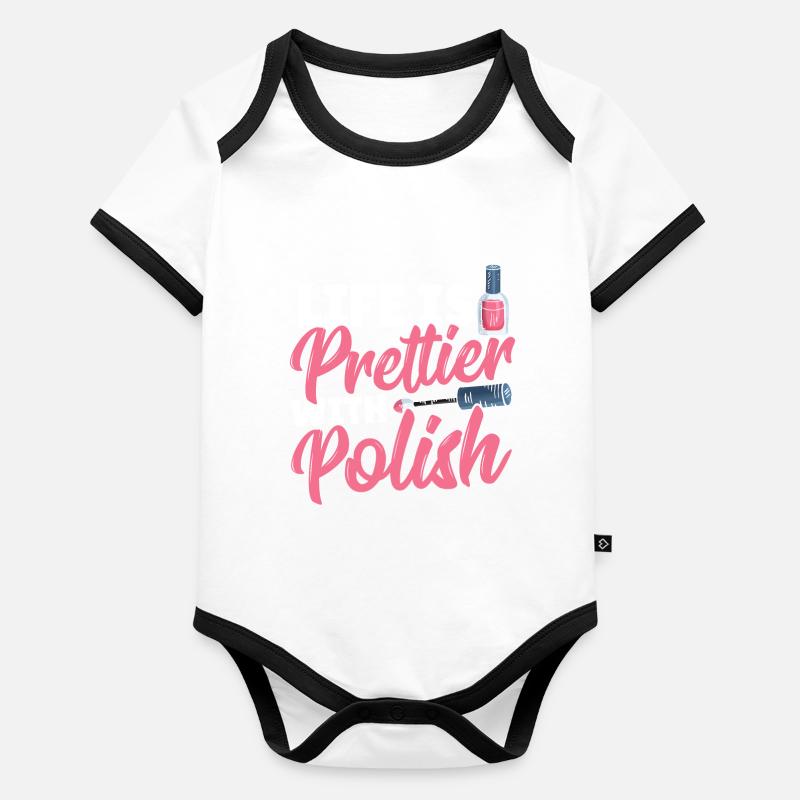 Life Is Prettier With Polish Nail Tech Nail Organic Baby Contrasting Bodysuit