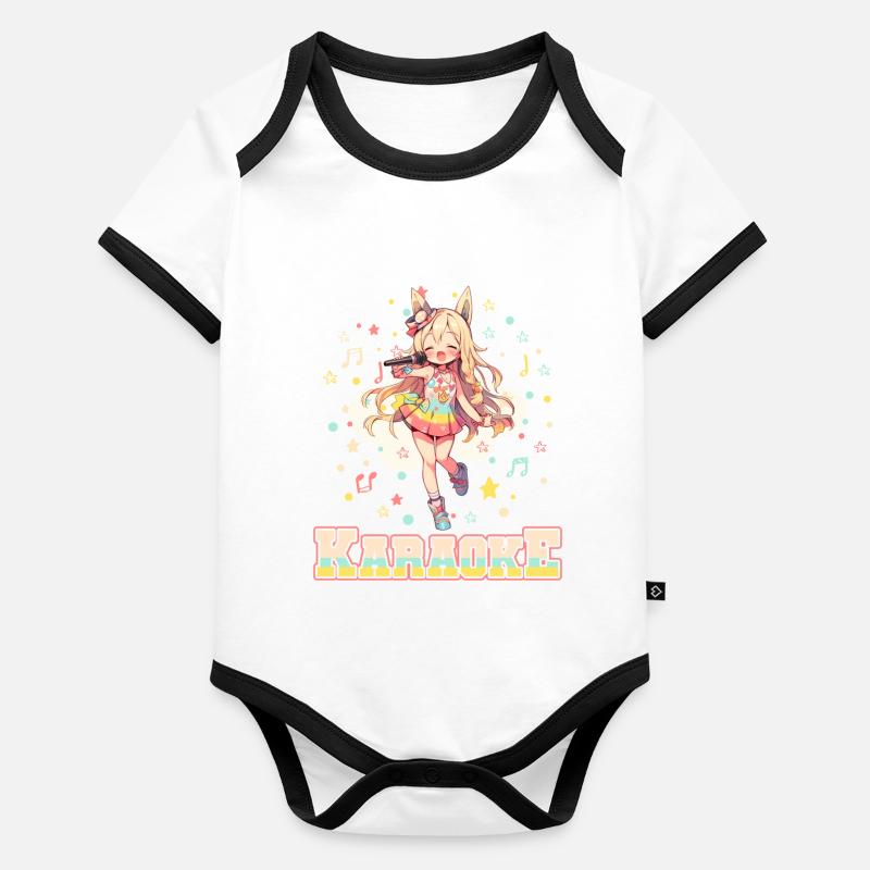 Mädchen Manga Anime Karaoke Baby Bio-Kurzarm-Kontrastbody