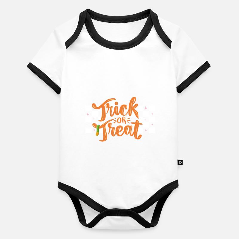 Süßes oder Saures Lustiges Halloween Baby Bio-Kurzarm-Kontrastbody