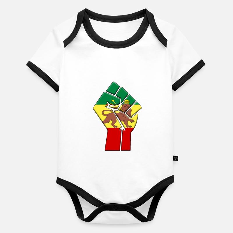 Drapeau rastafari Body Bébé bio contrasté manches courtes