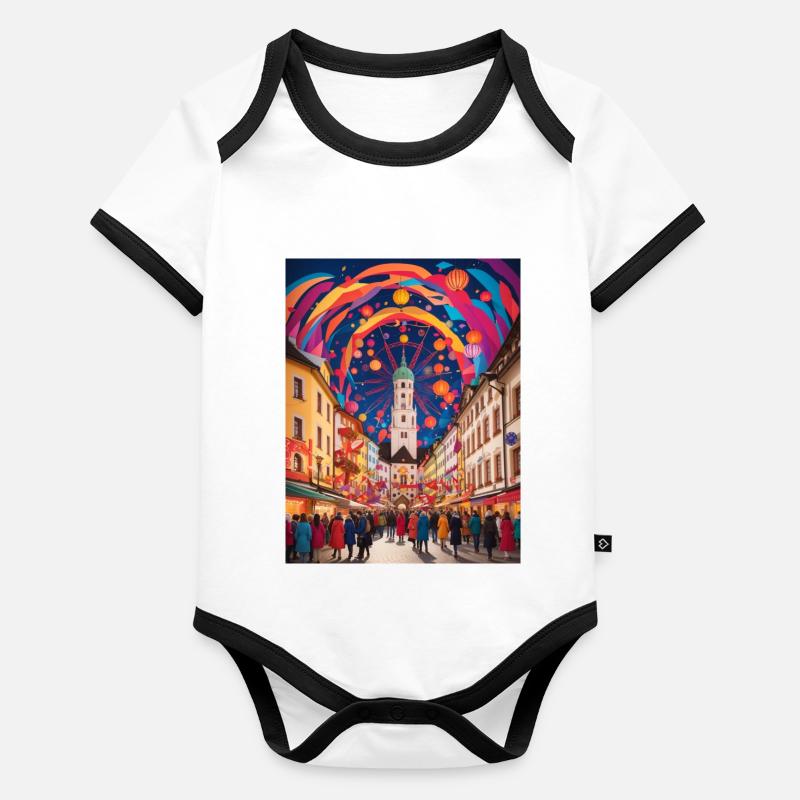 Münchner Festfarben Baby Bio-Kurzarm-Kontrastbody
