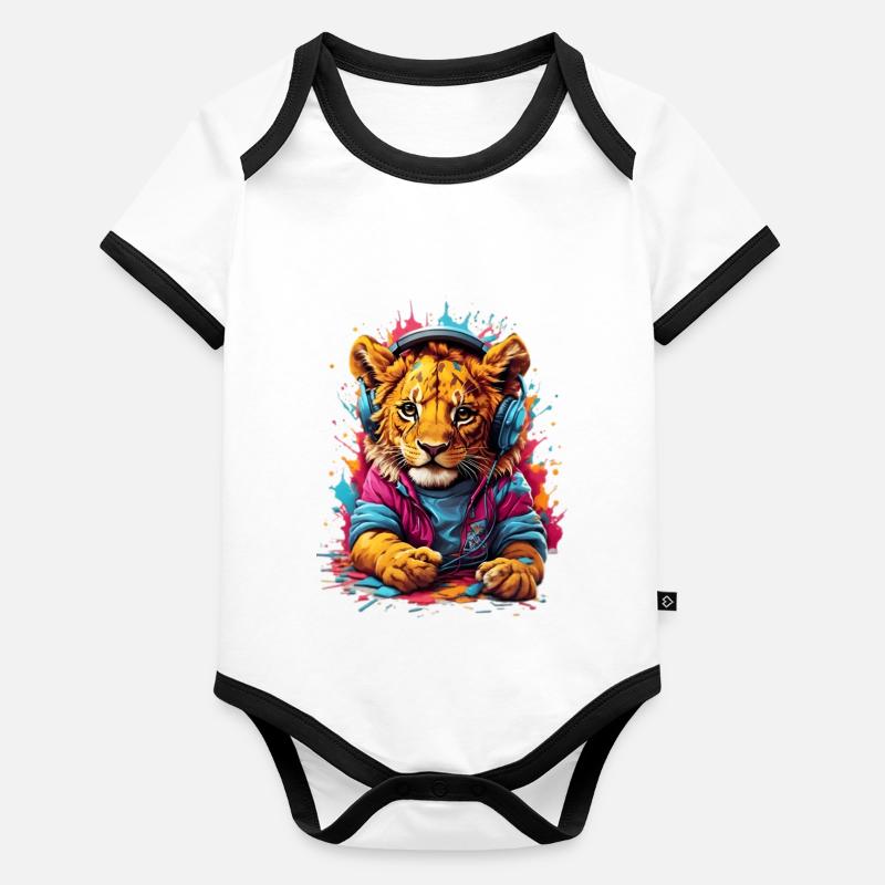 Leon der Löwe Baby Bio-Kurzarm-Kontrastbody