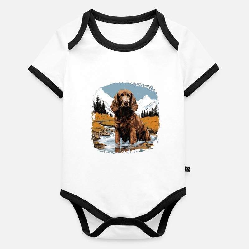 Dog American Water Spaniel Organic Baby Contrasting Bodysuit