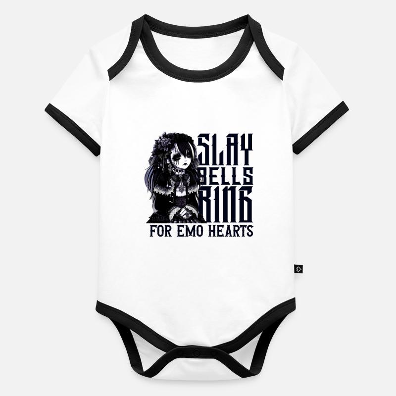 Sonnerie Slay Bells pour Emo Hearts Emocore Esthétique Body Bébé bio contrasté manches courtes