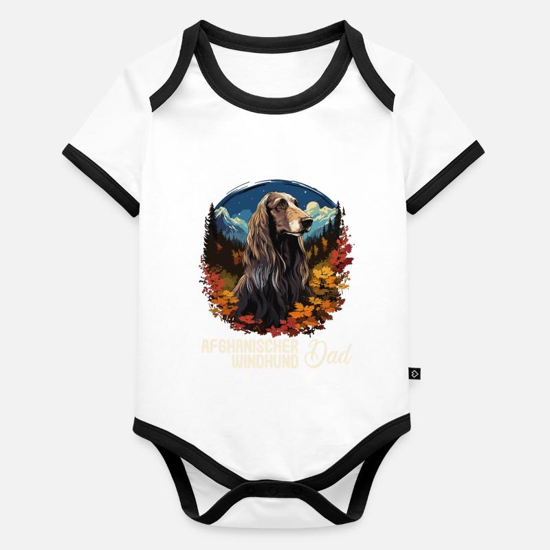Dog Afghan Hound Organic Baby Contrasting Bodysuit