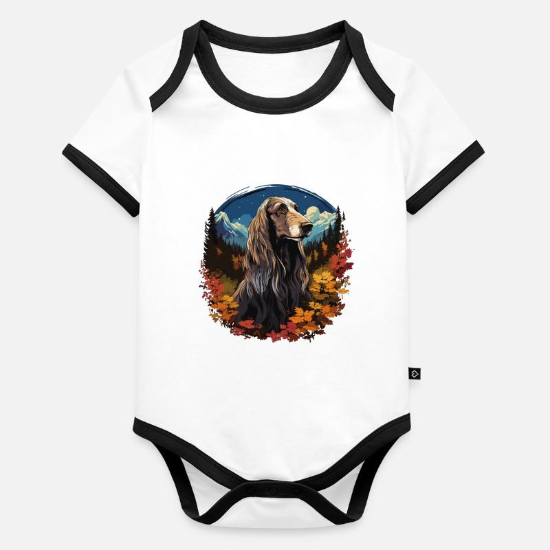 Dog Afghan Hound Organic Baby Contrasting Bodysuit