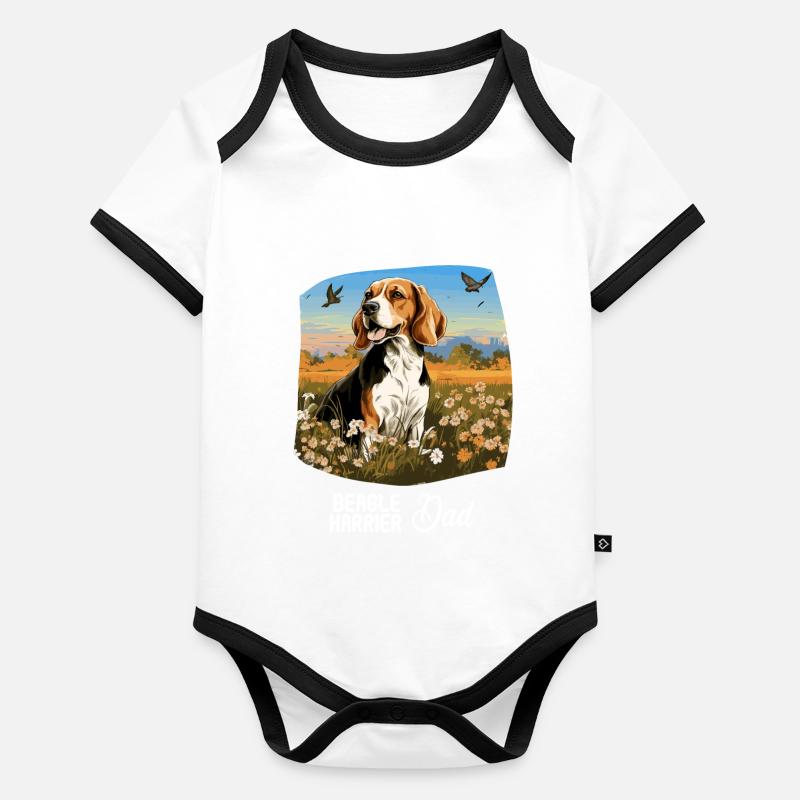 Dog Beagle Harrier Organic Baby Contrasting Bodysuit