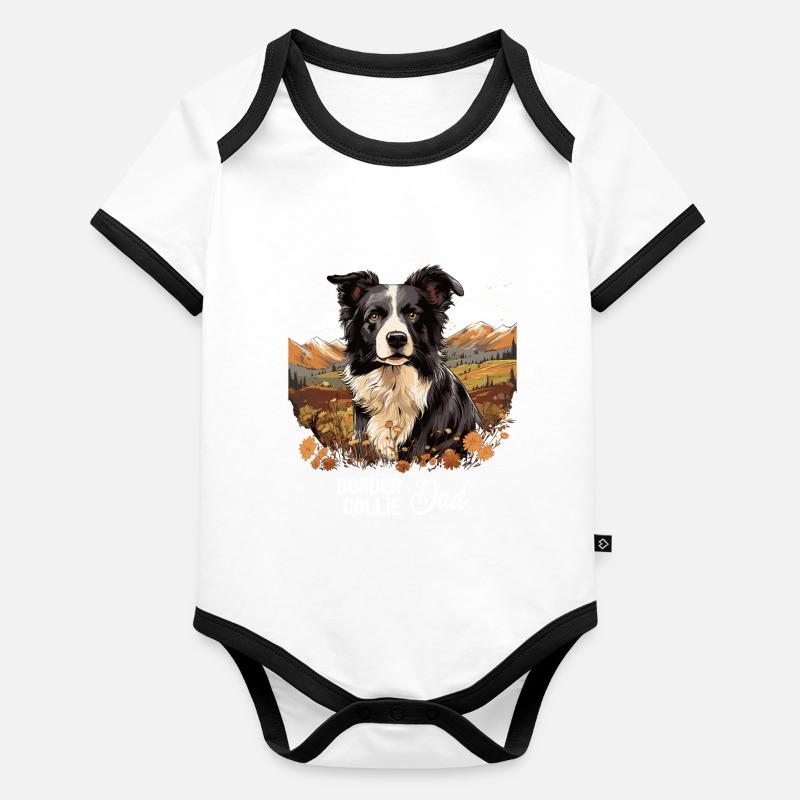 Chien Border Collie Body Bébé bio contrasté manches courtes
