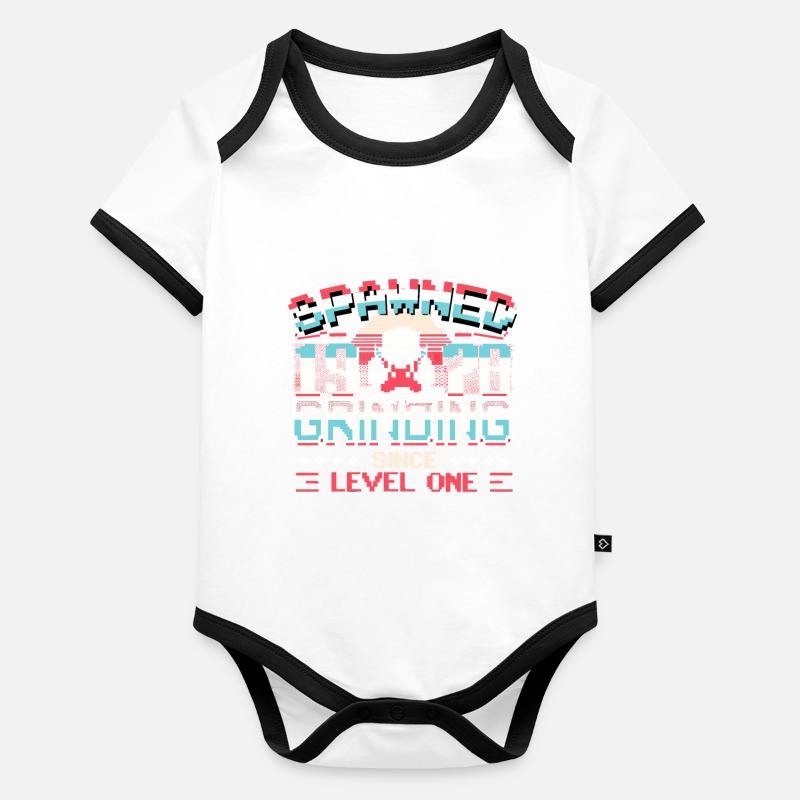 Spawned 1978 Grinding Since Level One Funny Gamer Organic Baby Contrasting Bodysuit