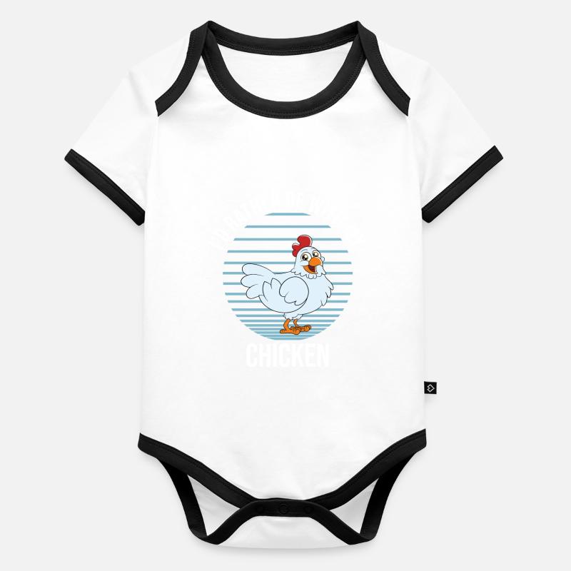Funny Chicken Saying Chicken Organic Baby Contrasting Bodysuit