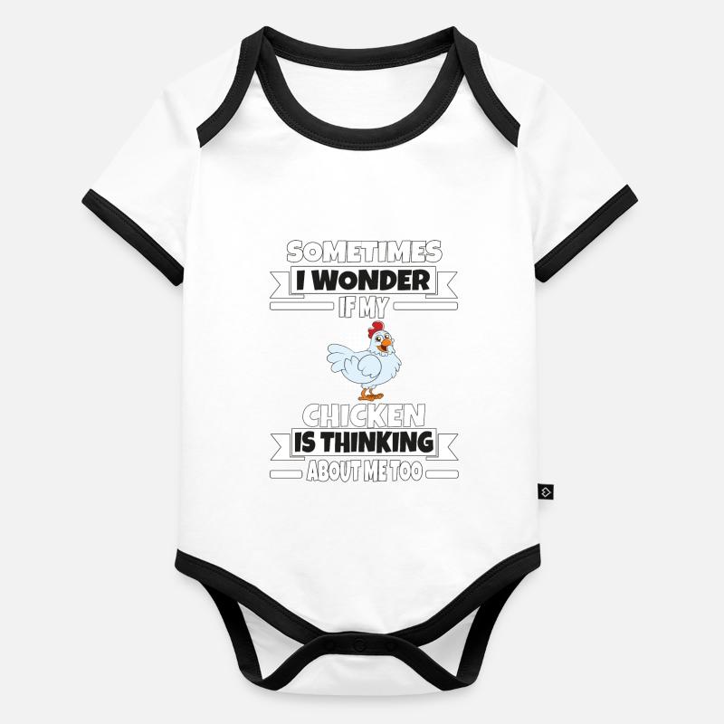 Funny Chicken Saying Chicken Organic Baby Contrasting Bodysuit