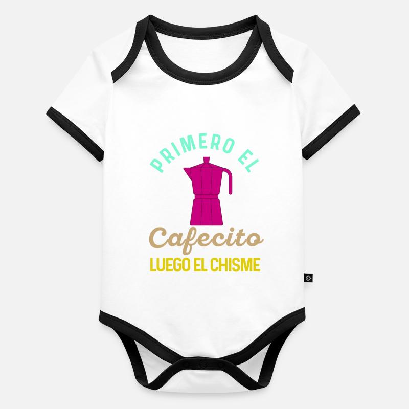 Funny Spanish Shirts Cafecito Cafe Espanol Organic Baby Contrasting Bodysuit