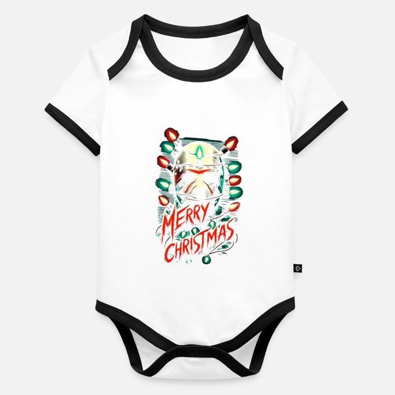 Joyeux Noël Festif Slasher Candy Cane Menace Body Bébé bio contrasté manches courtes
