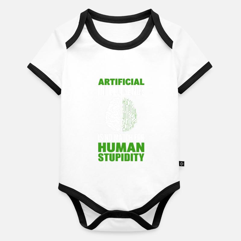Données, Robot, IA, Informatique, Machine Learning Body Bébé bio contrasté manches courtes