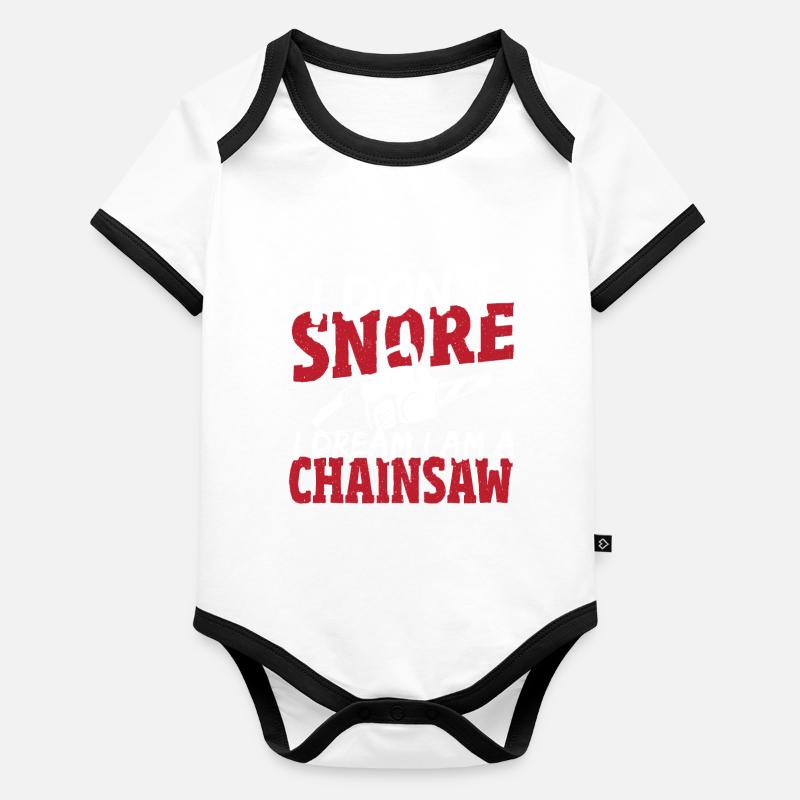 Lumberjack Forest Chain Saw Chainsaw Drawing Organic Baby Contrasting Bodysuit