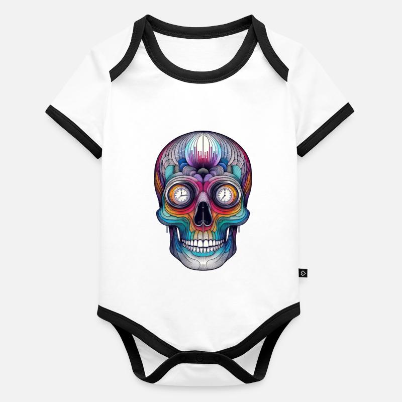 Silent Echo crâne T Shirt communauté sourde Body Bébé bio contrasté manches courtes