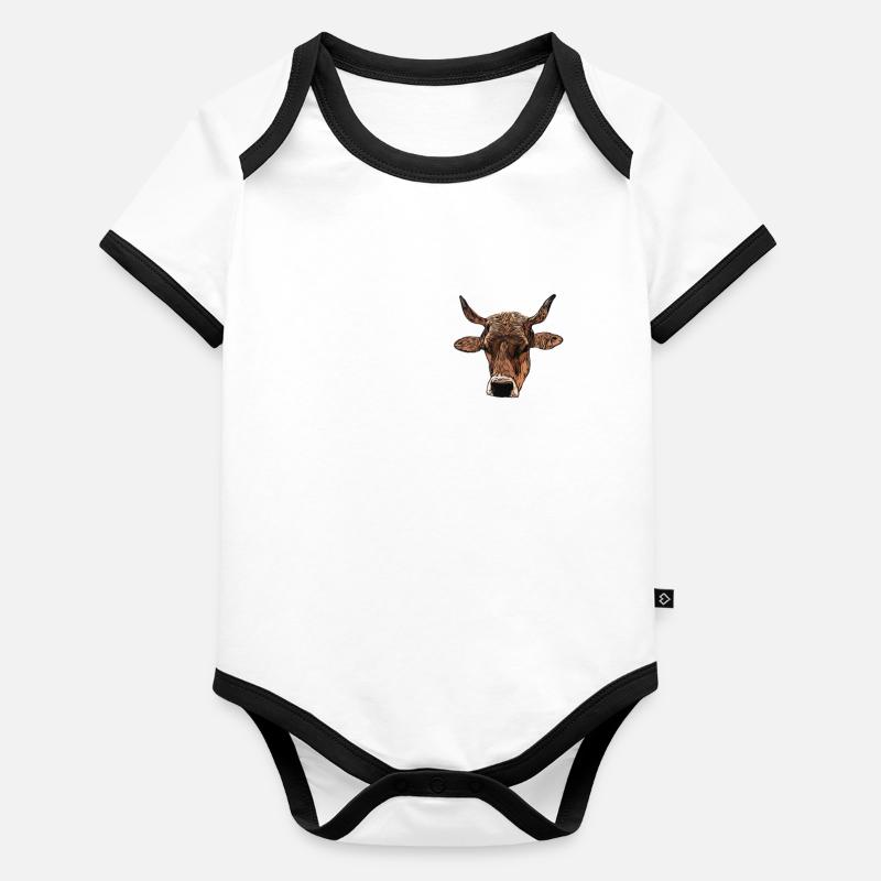 Vache ferme Motif Imprimer Body Bébé bio contrasté manches courtes