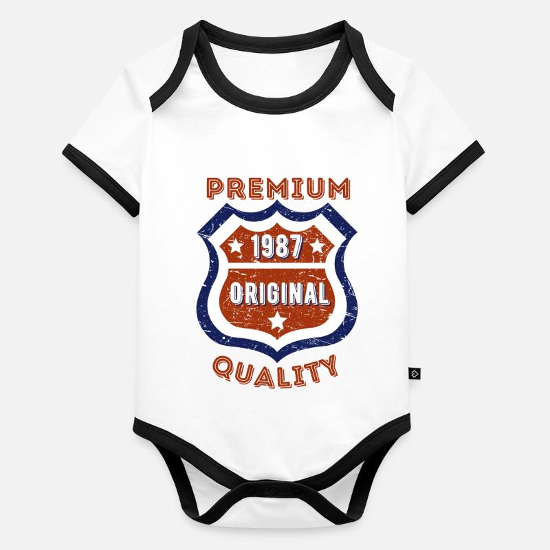 Qualité premium 1987 Body Bébé bio contrasté manches courtes