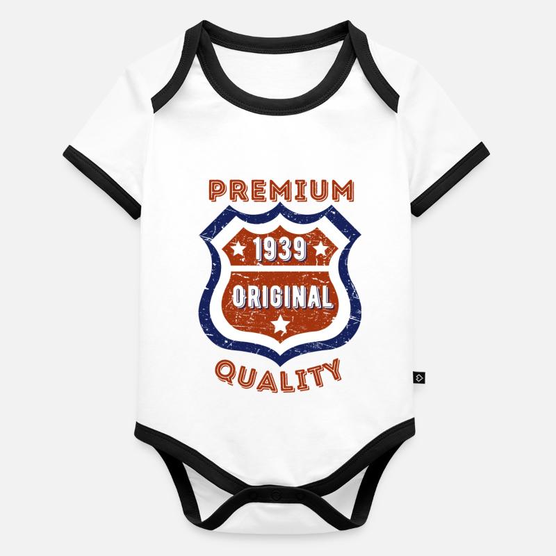 Qualité premium 1939 Body Bébé bio contrasté manches courtes