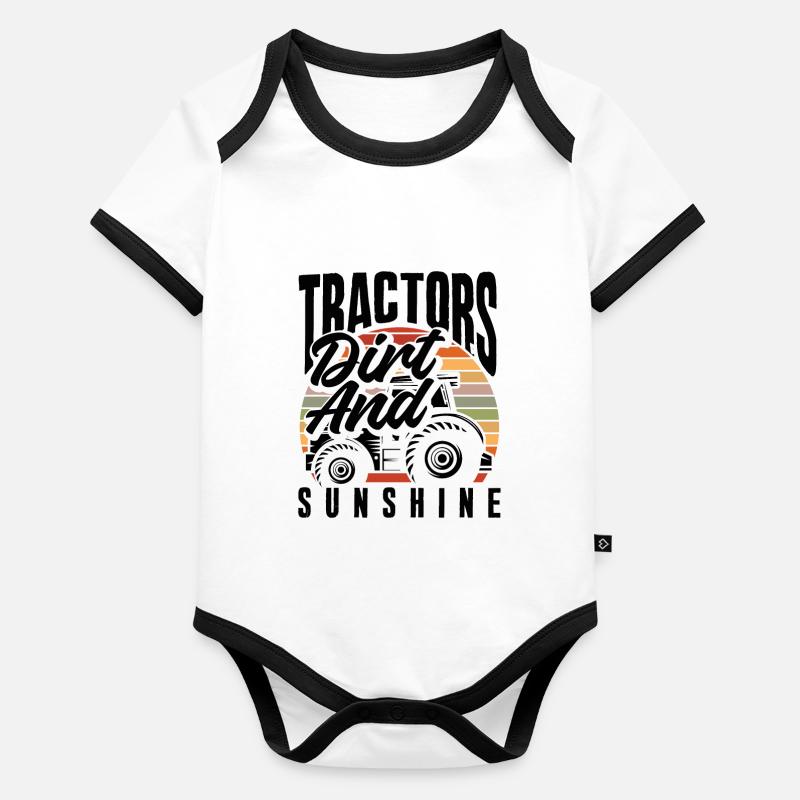 Tracteurs, terre et soleil Body Bébé bio contrasté manches courtes