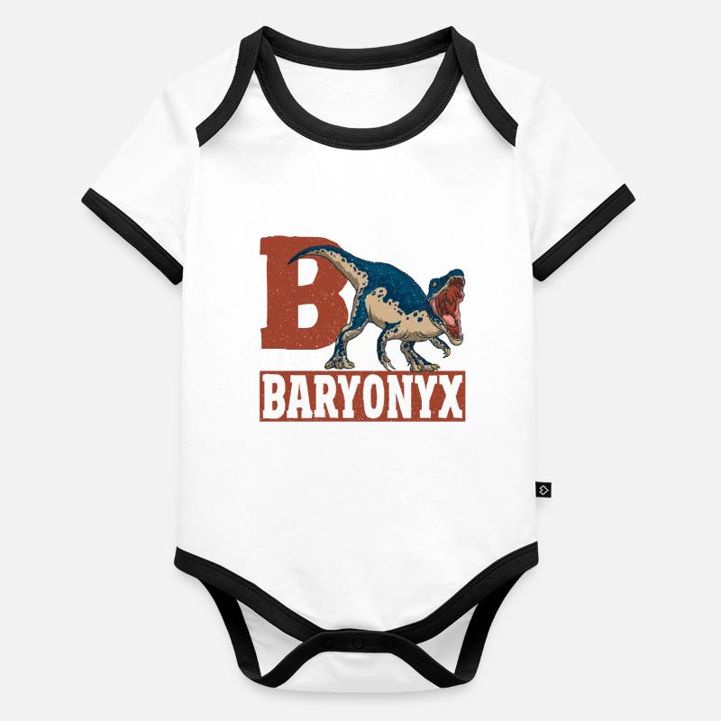 Dinosaurier Prähistorisch Dino Raubtier Baryonyx Baby Bio-Kurzarm-Kontrastbody