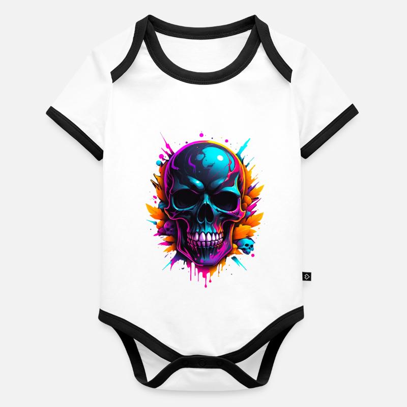Crâne Body Bébé bio contrasté manches courtes