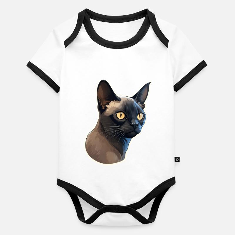 Chat birman Body Bébé bio contrasté manches courtes