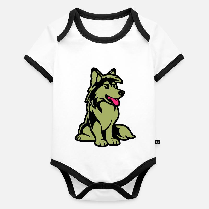 dog comic Baby Bio-Kurzarm-Kontrastbody