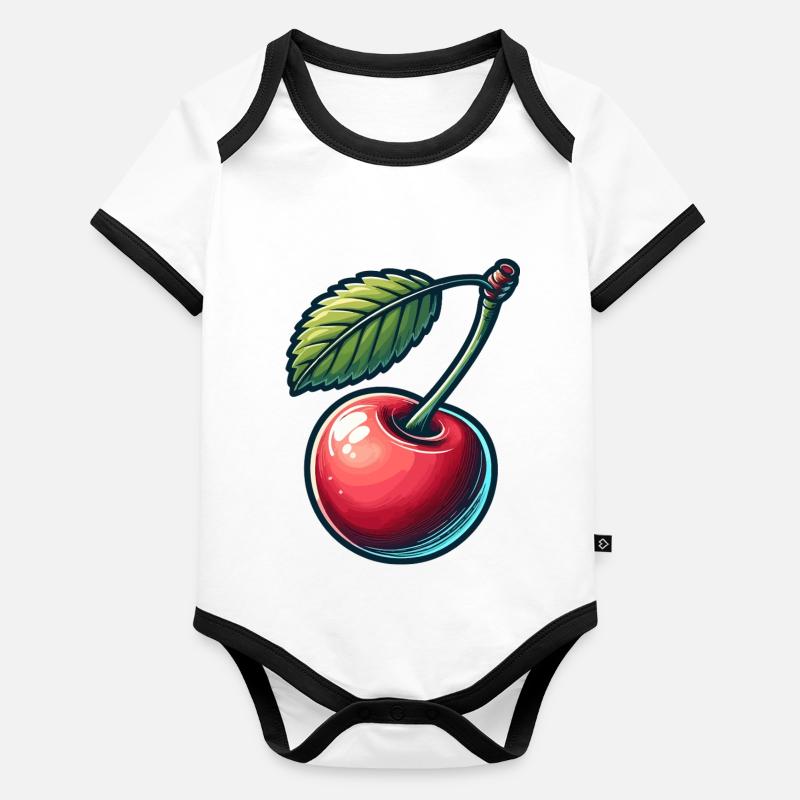 Vogel-Kirsche Baby Bio-Kurzarm-Kontrastbody