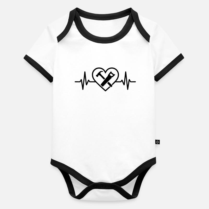 Scie à marteau de charpentier coeur Body Bébé bio contrasté manches courtes