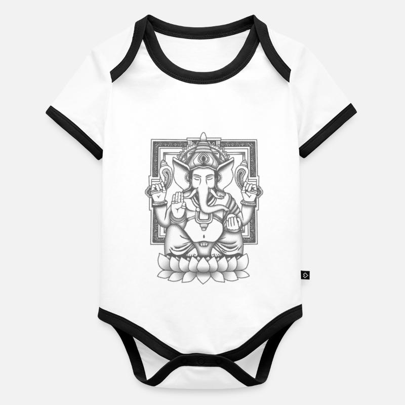 Ganesha Black Distressed Organic Baby Contrasting Bodysuit