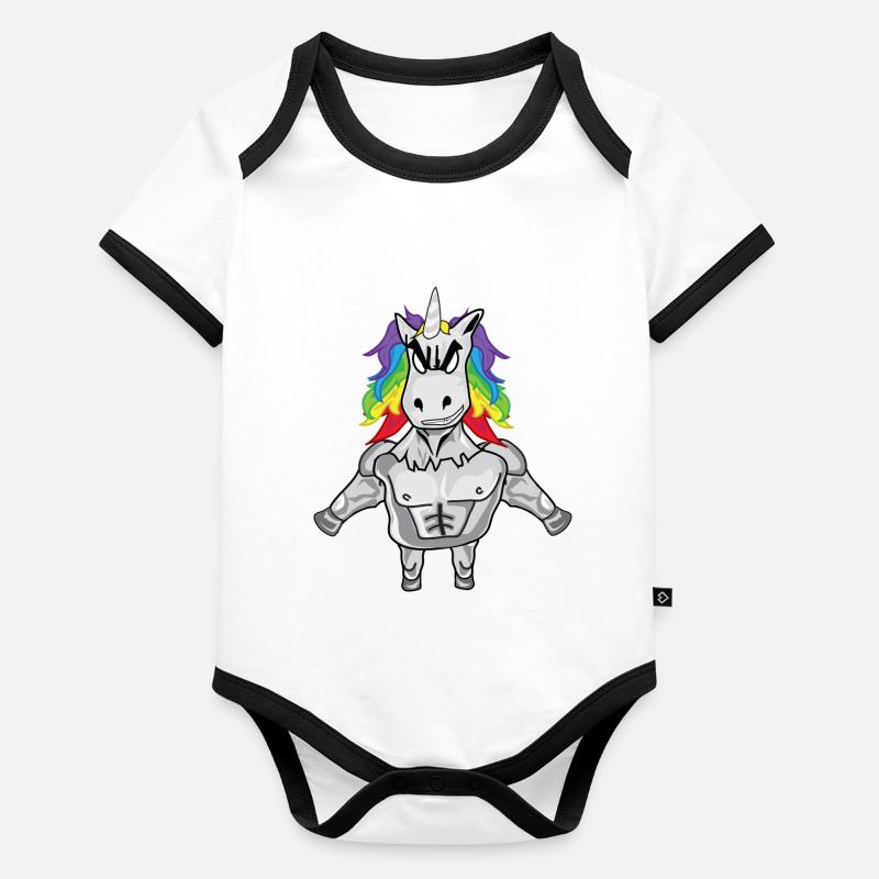 forte Unicorn Body Bébé bio contrasté manches courtes