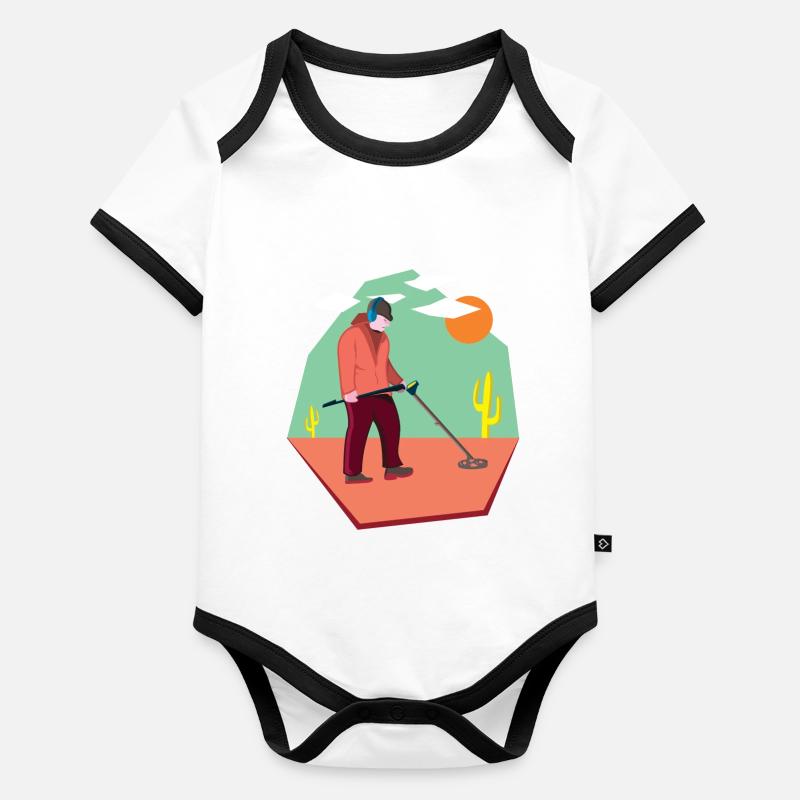 Sondler in the desert on a treasure hunt with a probe Organic Baby Contrasting Bodysuit