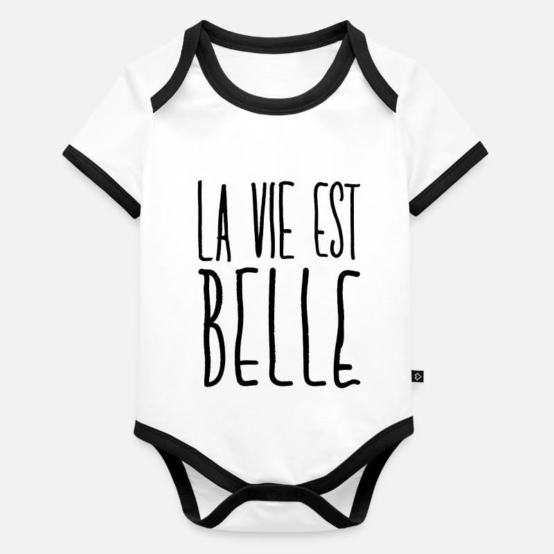 La vie est belle Body Bébé bio contrasté manches courtes
