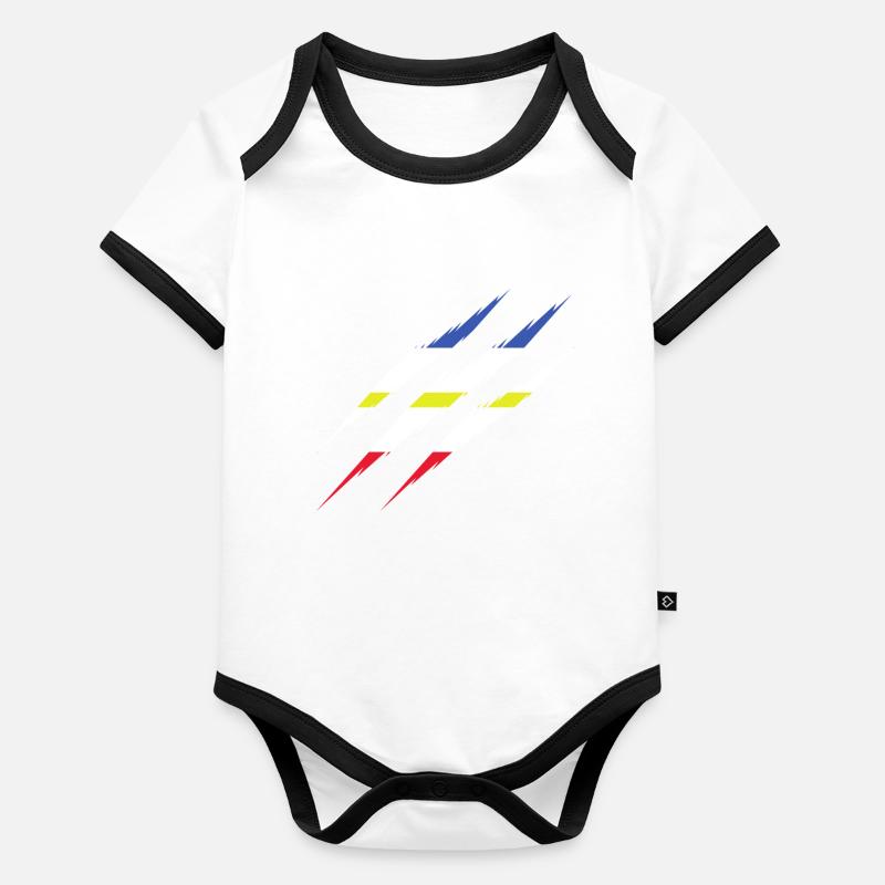 Mecklembourg Poméranie Occidentale drapeau griffe Body Bébé bio contrasté manches courtes