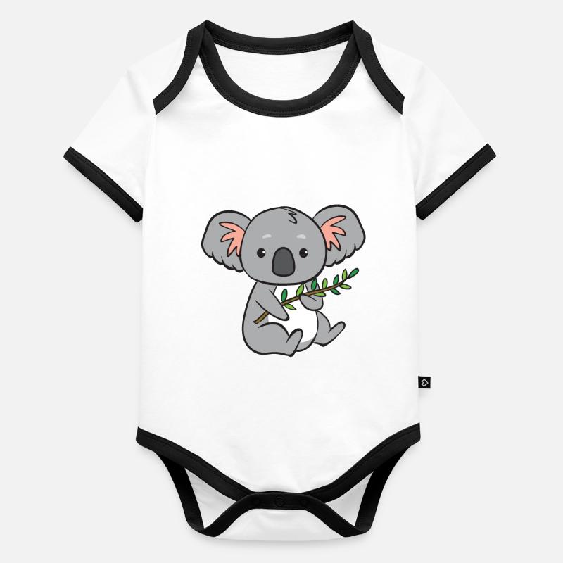 Koala - mit Ast Baby Bio-Kurzarm-Kontrastbody