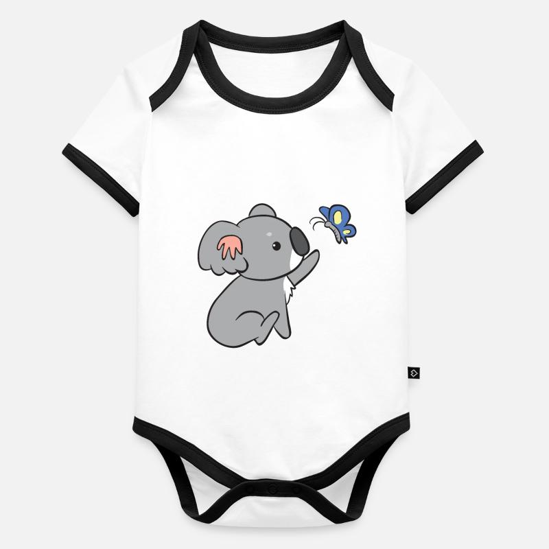 Koala - mit Schmetterling Baby Bio-Kurzarm-Kontrastbody