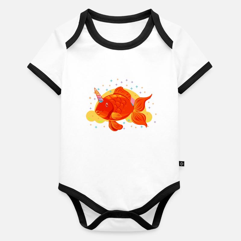 Goldfisch Einhorn Baby Bio-Kurzarm-Kontrastbody