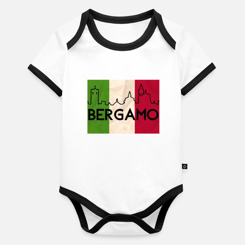 Drapeau tricolore de Bergame Body Bébé bio contrasté manches courtes