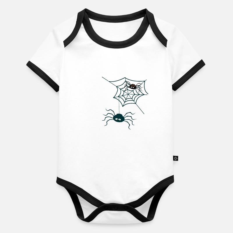 Halloween-Spinne Baby Bio-Kurzarm-Kontrastbody