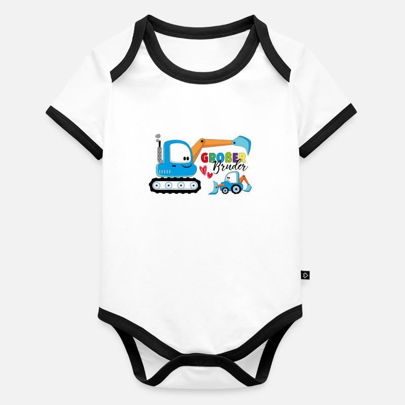 Großer Bruder Bagger Baby Bio-Kurzarm-Kontrastbody
